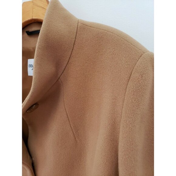 Cinzia Rocca Cashmere Camel Wool High Collar Cowl Neck Blend Coat Women's Sz 20 - Picture 4 of 9